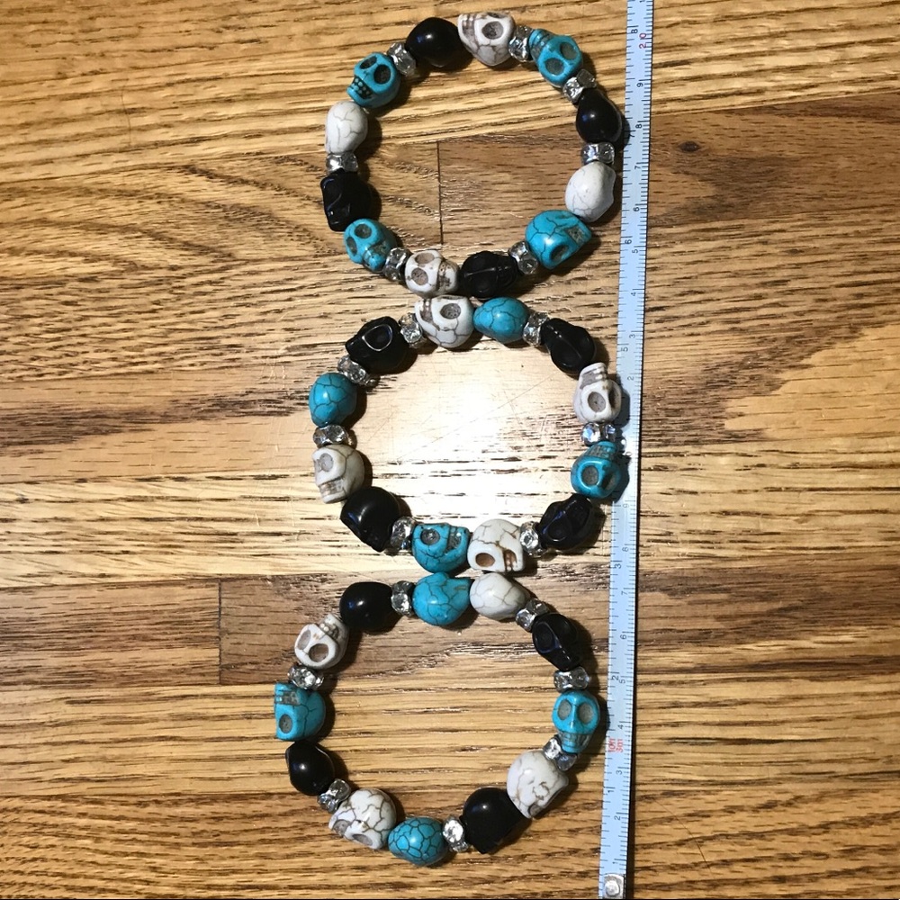 💀Skull & rhinestones bracelet handmade - Picture 5 of 7